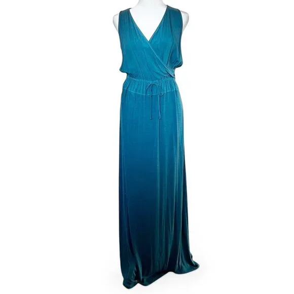 Splendid Maxi Dress Faux Wrap V Neck Drawstring Waist Romantic Flattering Waist - Picture 5 of 11